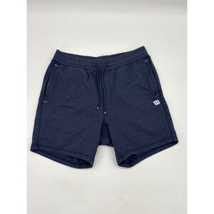 Wilson Mens Navy Blue Heather French Terry Athletic Shorts Size M zipper pockets